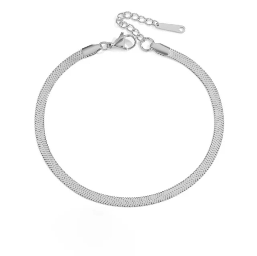 Sleek Silver Snake Chain Anklet - Picture 12 of 12
